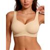 LAJERIN Reggiseno push up da donna senza ferretto, grandi dimensioni, seno, forte tenuta, senza cuciture, comodo, reggiseno morbido, senza cuciture, senza cuciture, senza ferretto, Carne-227, L