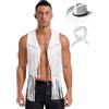 Runhomal Costume da cowboy da uomo, adulto, costume da cowboy occidentale indiano, accessori Halloween carnevale festa, bianco, L