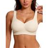 LAJERIN Reggiseno push up da donna senza ferretto, grandi dimensioni, seno, forte tenuta, senza cuciture, comodo, reggiseno morbido, senza cuciture, senza cuciture, senza ferretto, Bianco-227, L
