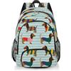 Mexpekil Zaino per la scuola per bambini con bassotto colorato a righe per bambini per ragazzi ragazze zaini per laptop borsa per libri zaino casual per donne uomini