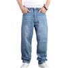 Glamidea Jeans Blu per Uomo con Bottoni e Tasche Straight Basic Jeans Largo Pantaloni Cargo Eleganti Hip Hop Pantaloni Casual da Jogging Abbigliamento Streetwear