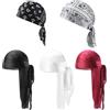 MLPKOI 5 Pezzi Fasce Lunghe Durag Unisex, Berretti da Pirata da Uomo in Seta a 360 Onde Cappuccio Elastico Waves con Code Lunghe e Cinghie per Donne e Uomini, Hip-Hop e Decorazioni Quotidiane