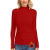 WOWENY Maglia a collo alto, da donna, termica, a maniche lunghe, in micropile, calda, a maniche lunghe, per l'inverno, vestibilità sottile