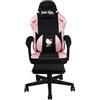 Konix Hello Kitty Sedia da ufficio gaming - Inclinazione del sedile 150° - Struttura in legno e metallo - Cuscino - Poggiapiedi - Nero e rosa