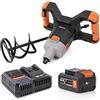 Evolution Power Tools R120MXR-LI (Caricata) - Miscelatore Senza Fili, Portatile, Pagaia Inclusa (Perfetto Per Gesso, Vernice, Malta, Cemento), Batteria E Caricabatteria Inclusa