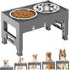 LAKIPETN Ciotole per cani rialzate con 2 ciotole per cibo per cani in acciaio inossidabile, 5 altezze regolabili, ciotola per cani rialzata regolabile a 7,9 cm, 22,9 cm, 25,4 cm, 27,9 cm, 30,5 cm,