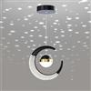 Chao Zan Calda lampada a sospensione da comodino camera da letto lampada a sospensione proiezione di luna e stelle, lampadario 10W Plafoniera isola cucina Lampade da Soffitto (Nero (bianco freddo 6000K))