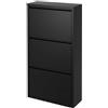 Arreditaly Scarpiera Slim In Metallo 3 Ante A Ribalta Ultra Sottile Salvaspazio Mobile Portascarpe Moderno Ingresso Camera Corridoio 104 x 50 x 15 Cm (Nero)