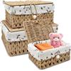 Yiomxhi 3 Pezzi Cestini Portaoggetti Cesto Vimini con Coperchio, Cestino Intrecciata Rattan Impilabili con Fodera, Scatola Contenitore Organizer Decorazioni per Cucina Bagno Scaffale
