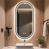 DQRMVV Specchio Ovale Con Cornice In Alluminio, Specchio Da Bagno A LED, Frontale + Retroilluminato, Dimmerabile A 3 Colori, Specchio Da Parete, Specchio Intelligente Per Il Trucco, (Size:40x70CM,Color:Nero)