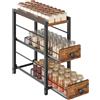 YATINEY Porta Spezie da Cucina a 3 Livelli, Organizer per Porta Spezie con 2 Cassetti Scorrevoli, per Sciroppi, Capsule Caffè, Spezie, Marrone Vintage e Nero, XSR02BR