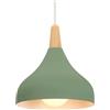 iDEGU 20CM Lampada a Sospensione Retrò LED Luce a Soffitto in Legna Metallo Moderna Lampadario Forma di Goccia Stile Scandinavo Plafoniera per Soggiorno Sala da Pranzo Cameretta (Verde Oliva 1 Pezzo)