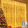 HeiPard Catena luminosa a tenda, 3 x 2 m, 200 LED, luce bianca calda, con timer | Tenda luminosa per esterni, con 8 modalità, funzione di memoria, impermeabile, per finestre, balconi e terrazze