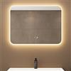 doporro Specchio Bagno LED 60x80 cm Rettangolare da Parete Antiappannamento | Vetro Temperato HD, Interruttore Tattile, Dimmerabile a 3 Colori, Installazione Orizzontale o Verticale, Nova-02