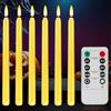 GBKDQQ Candele LED coniche con telecomando, confezione da 6, 27,5 cm, oro, a batteria, fiamma tremolante, luce stoppino 3D, in vera cera, sicure per la decorazione della casa e occasioni festive