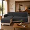 SUSANNA HOME DESIGN - Salvadivano a penisola reversibile 4 posti grigio scuro, copridivano impermeabile con braccioli, protegge da macchie graffi e pelo, facile lavaggio (290 cm)
