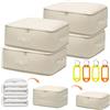 Shackcom Set di 4 sacchetti di stoccaggio autocomprimibile, borsa di compressione, 54 x 42 x 50 cm, custodia organizer lavabile, salvaspazio con 4 etichette per piumini, cuscini, biancheria da letto
