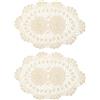 QUARKZMAN 2 Pezzi 16x10 Pollici Centrini All'uncinetto Fatti a Mano, Tovagliette Ovali in Poliestere Cotone per Tavolo da Pranzo Cucina Feste, Beige