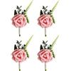 VOANZO 4PCS Wedding Boutonniere Artificiale PE Rose Fiori Corpetti per Sposa Sposo Groomsmen Ragazze Bouquet Spilla 15x8x5cm (Rosa)
