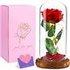 DEPAR Rosa in vetro, rosa eterna in vetro con illuminazione a LED, rosa bella e bestia, San Valentino, compleanno, anniversario, matrimonio, Natale, festa della donna