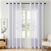 Slozzi Set da 2 tende corte in voile bianco con occhielli, 140x200 cm, per soggiorno, camera, balcone e cucina. Traspiranti e facili da lavare.