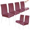 HOZKUY Set di 6 coprisedie elasticizzati in finta pelle, impermeabili, con schienale alto, lavabili, universali, per sala da pranzo, cucina, hotel, ristorante, casa, matrimoni, colore: rosso