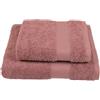 Jolie Firenze BIBIHOME Set asciugamano viso ed asciugamano ospite in spugna di puro cotone pettinato (550 gr./mq.) tinta unita (ROSA ANTICO)