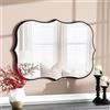SHYFOY Specchio Asimmetrico da Parete per Bagno, Vanità, Soggiorno, Corridoio Specchio Nero Irregolare Racchiuso in un'elegante Cornice in Legno, 90x60 cm