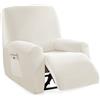 Jianyana Velluto Copripoltrona Relax Reclinabile Universale in 4-Pezzo，Premium Copripoltrona elettrica reclinabile Antiscivolo 1 Posto, Fodera per Poltrona Reclinabile (bianco)