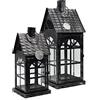 Dekovita set di 2 metallo Lanterne 35cm/50cm Casa Luce - Lanterna da Giardino con Finestre - Deco Candele Lampada