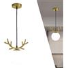 Chao Zan Lampadario Soggiorno Moderno Dorato Cervi Corno Lampadario a Sospensione Cucina Metallo Lampada A Sospensione Luci pendente lampada da soffitto Sala Da Pranzo vetro E27 palla Plafoniera (Dorato（A）)