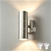 JNR Applique Esterno Crepuscolare, IP65 Impermeabile Applique, Argento | Acciaio Inossidabile Lampada Crepuscolare da Esterno, Applique da Esterno 230V 2*5W GU10 3000K LED Lampadina Inclusa