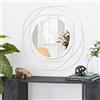 HLFMVWE Specchio circolare da parete con telaio in filo metallico di ferro, specchio da parete per arredamento casa soggiorno camera da letto bagno ingresso bianco 40 x 40 cm
