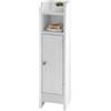 Relaxdays Armadio da bagno, 5 scomparti, HxLxP: 80 x 18 x 20 cm, chiusura magnetica, stile rustico, bianco
