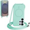 FMPCUON FNPCUON Cover Magnetica Silicone per Samsung Galaxy S26 Ultra con Cordino,Compatibile con MagSafe,Custodia con Laccio Collana Tracolla Collo Sottile TPU Antiurto Protettiva Case con Corda.Menta verde