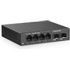 YuLinca Switch non gestito a 6 porte, 2,5 G, 4 porte da 2,5 GBASE-T con 2 x 10 G SFP+, capacità di commutazione 60 Gbps, switch di rete Plug & Play 2,5 Gb senza ventola