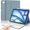 IVEOPPE Tastiera per iPad Air 13 M4 2026/M3 2025/M2 2024/iPad Pro 12.9 3-6 Gen | Cover Keyboard Touchpad Staccabile, Italiano QWERTY, Custodia Tastiera Trackpad Bluetooth con Portapenna, Blu grigio