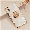Emlivi Cover per Huawei P20, Lucido Morbido Silicone TPU Slim Case con Anello di 360 Gradi di Supporto Bumper Antiurto Protettiva Antiurto Supporto Dita Magnetico Auto Cover, Beige