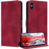 ZONNAVI Cover per iPhone X/iPhone XS, [Blocco RFID] Custodia a Libro in Pelle con Porta Carte, Flip Case Portafoglio Antiurto Cover per iPhone X/iPhone XS (Rosso Scuro)