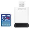 Samsung PRO Plus MB-SD512SB/WW - Scheda SD da 512 GB, UHS-I U3, Full HD e 4K UHD, 180 MB/s di lettura, 130 MB/s di scrittura, scheda di memoria per fotocamere e droni, con lettore di schede USB