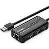 UGREEN - Hub USB 2.0 a 3 porte con rj45 Lan Fast Ethernet, convertitore di rete 100 Mbps per Windows 10/8.1/8/7/Vista/XP,Mac OS 10,6 fino a 10.11 El Capitan,Linux e Chrome OS nero