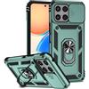 Nikaque Custodia per telefono Huawei Honor X8, protezione per fotocamera scorrevole, antiurto militare, con cavalletto ad anello, supporto magnetico per auto, copertura resistente per TFY-LX1 TFY-LX2, verde
