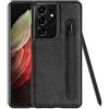 DNGN Custodia progettata per Samsung Galaxy S21 Ultra con supporto S-Pen integrato, pelle PU, nero