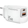 zhanyugo Caricatore USB C PD35W 2 Porte Adattatore AC PD 3.0 Alimentatore USB C per iPhone 16 15 14 13 12 11 Pro Max Plus Mini/SE 2020/XS/8/7 iPad, Samsung, Cellulare