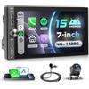 VECHTEL 2 Din Autoradio 7'' Incell HD Schermo Tattile, 4G+128G Android 15 Carplay Android Auto Senza Fili, GPS Navigazione Bluetooth EQ Radio FM/RDS, Wi-Fi Mirror Link USB/Type-C Supporto Telecamera