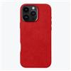 ALTRAALMA Custodia in Alcantara per iPhone Serie 16, compatibile con la ricarica senza fili Mag-safe, custodia in Alcantara per (iPhone 16 Pro, Rosso)