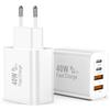 WWB Caricatore iPhone, Caricatore Rapido Multporta da 40W con 4 Porte - 2 x USB-C e 2 x USB-A, Adattatore Multporta per iPhone 16/15/14/13/12/11, iPad, Samsung, Confezione da 2 Pezzi