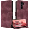 ZONNAVI Cover per Xiaomi Redmi Note 8 Pro, [Blocco RFID] Custodia a Libro in Pelle con Porta Carte, Flip Case Portafoglio Antiurto Cover per Redmi Note 8 Pro (Rosso vino)