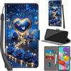 PHINIENLAND Cover per Samsung Galaxy A51 / M40s custodia portafoglio Cuore | 3 scomparti carte, 1 tasca banconote, Chiusura magnetica, Supporto, Pelle PU flip cover per Samsung A51
