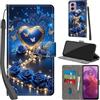 PHINIENLAND Cover per Motorola Moto G24 / E14 custodia portafoglio Cuore | 3 scomparti carte, 1 tasca banconote, Chiusura magnetica, Supporto, Pelle PU flip cover per Moto G04 / G04s